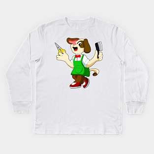 Dog as Hairdresser with Scissors & Comb Kids Long Sleeve T-Shirt